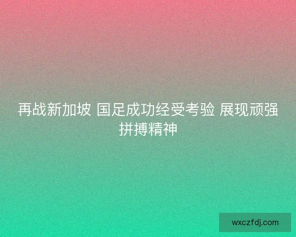 再战新加坡 国足成功经受考验 展现顽强拼搏精神