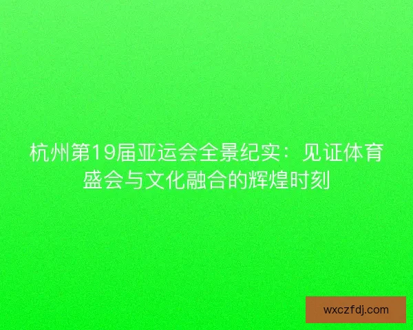 杭州第19届亚运会全景纪实：见证体育盛会与文化融合的辉煌时刻