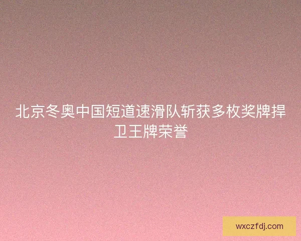 北京冬奥中国短道速滑队斩获多枚奖牌捍卫王牌荣誉